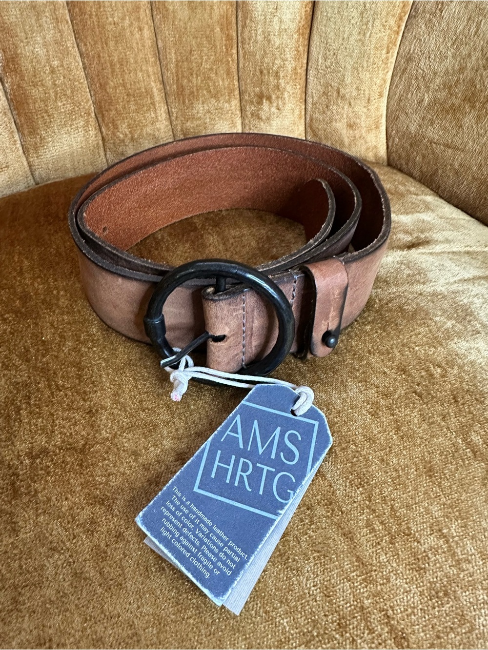 Amsterdam Heritage Pip Wide Full Grain Leather Belt Brown Size 85 S 45501